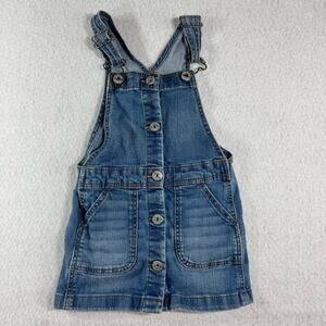 OshKosh B'Gosh 3T/3A Toddle Jean Overall Dress Snap front Buttons Osh Kosh